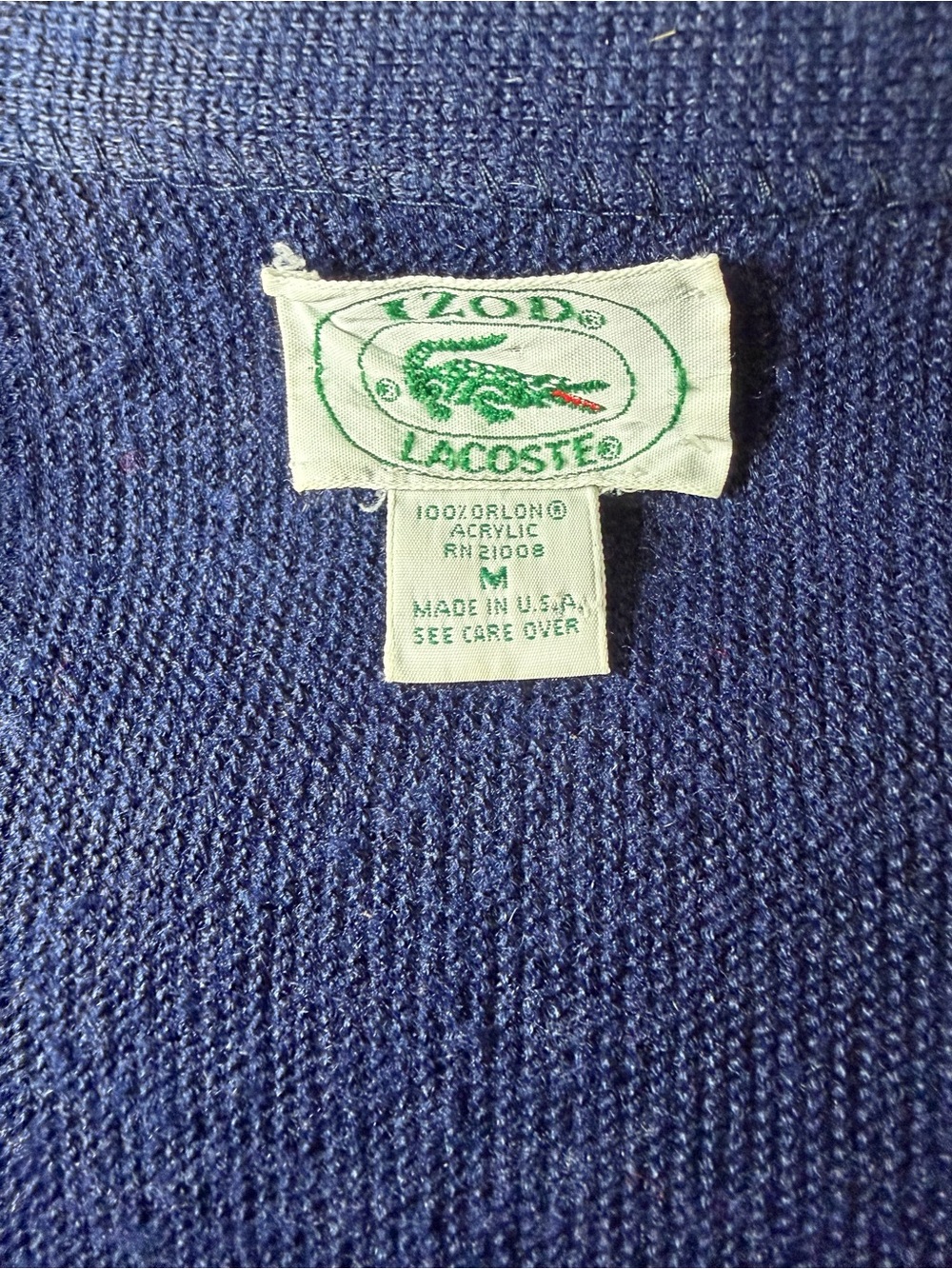 Lacoste Vintage Men's Navy V-Neck Button Cardigan Sweater - Picture 2 of 4